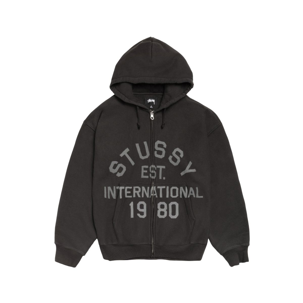 Sort Stussy Established Black Zip Hoodie - Stussy Sneakers