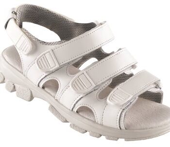 Hvid Walki Trek Sandal Med Velcro Remme Anatomisk Skindbetrukket Indersål Antistatisk Sort Eller - Sandaler  - 5703374024409