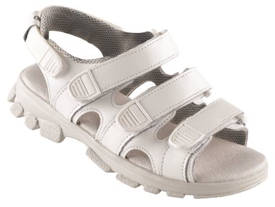 Hvid Walki Trek Sandal Med Velcro Remme Anatomisk Skindbetrukket Indersål Antistatisk Sort Eller - Sandaler - 5703374024409