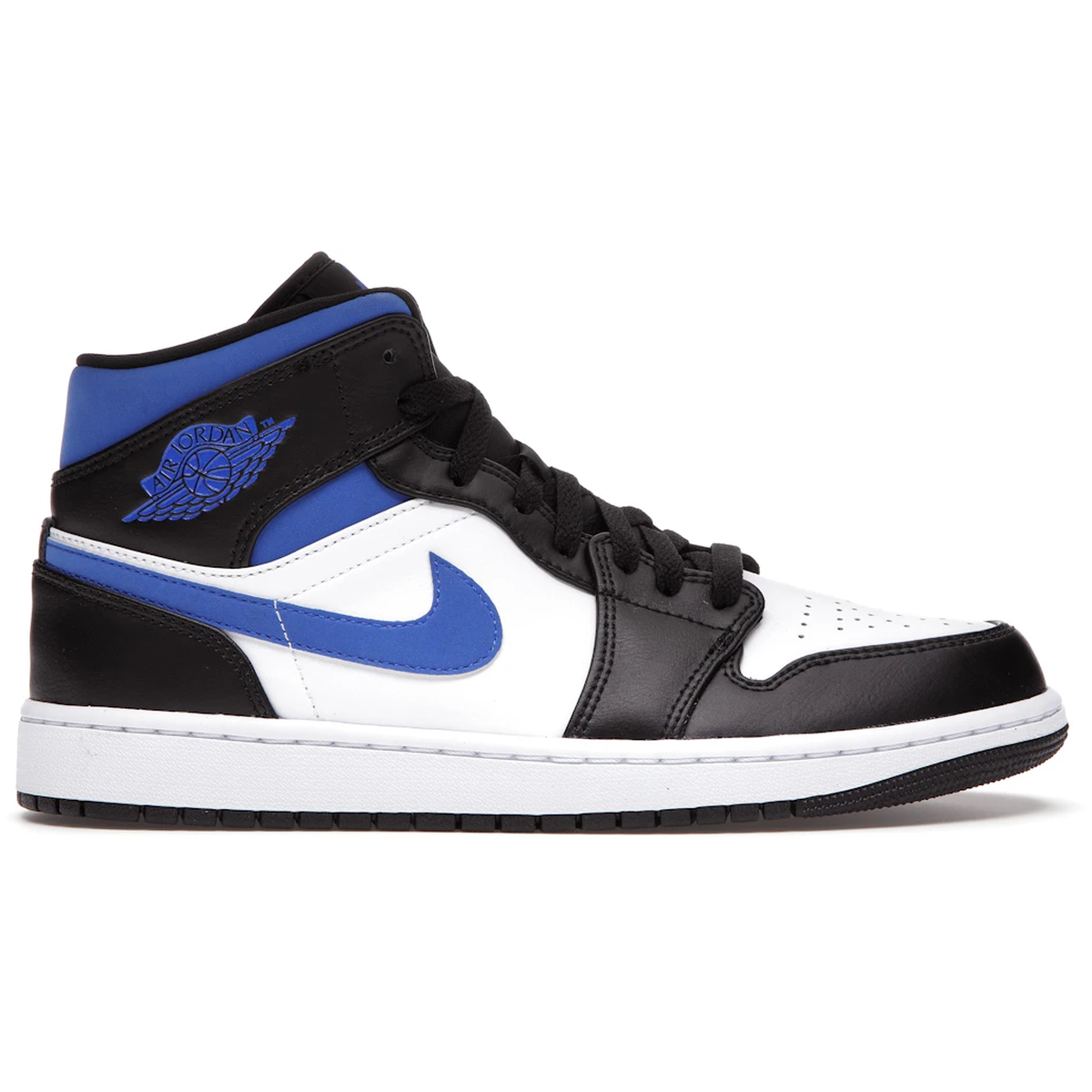 Sort Air Jordan Mid White Black Racer Blue - Air Sneakers