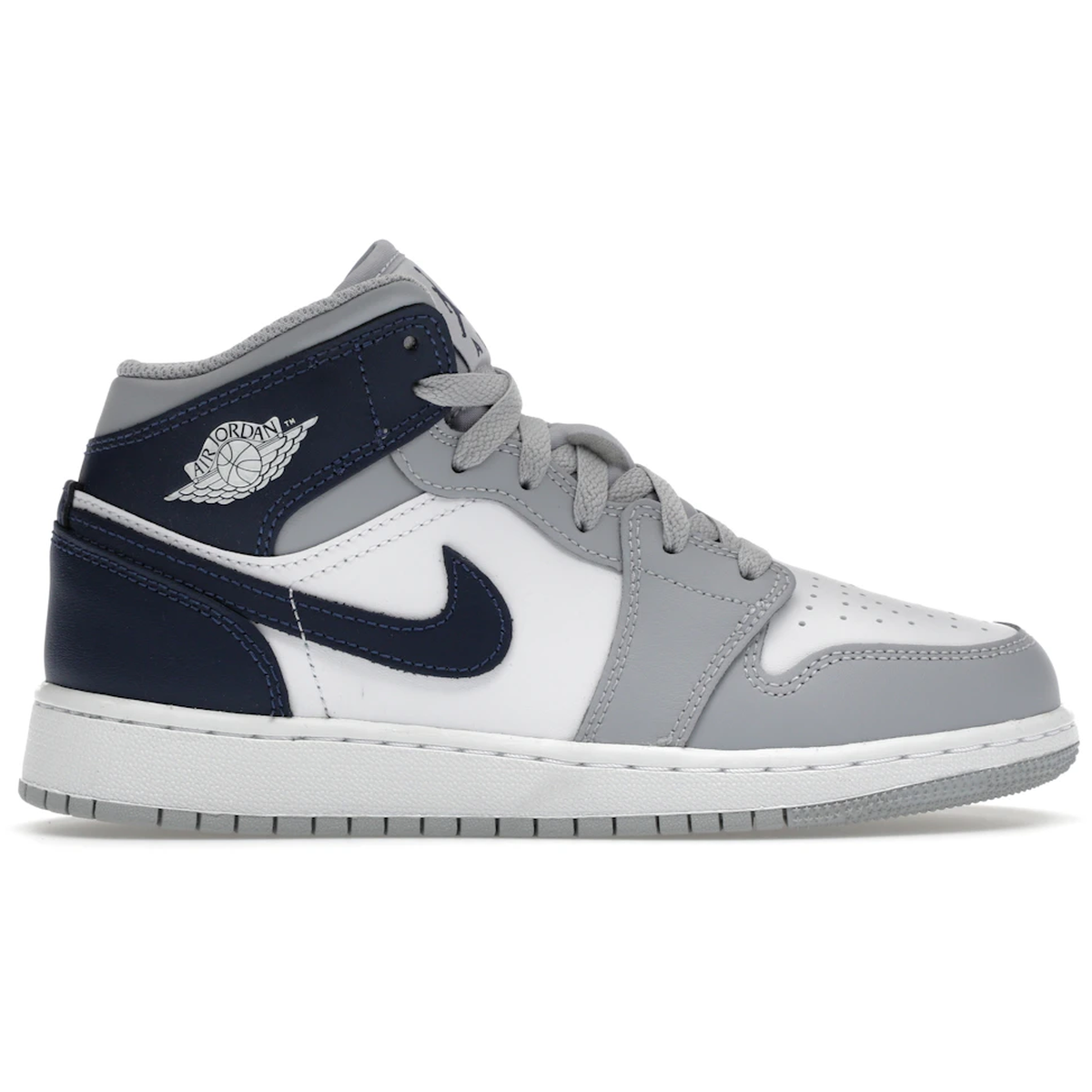 Air Jordan Mid Wolf Grey Midnight Navy - Air Sneakers  - 197597039107