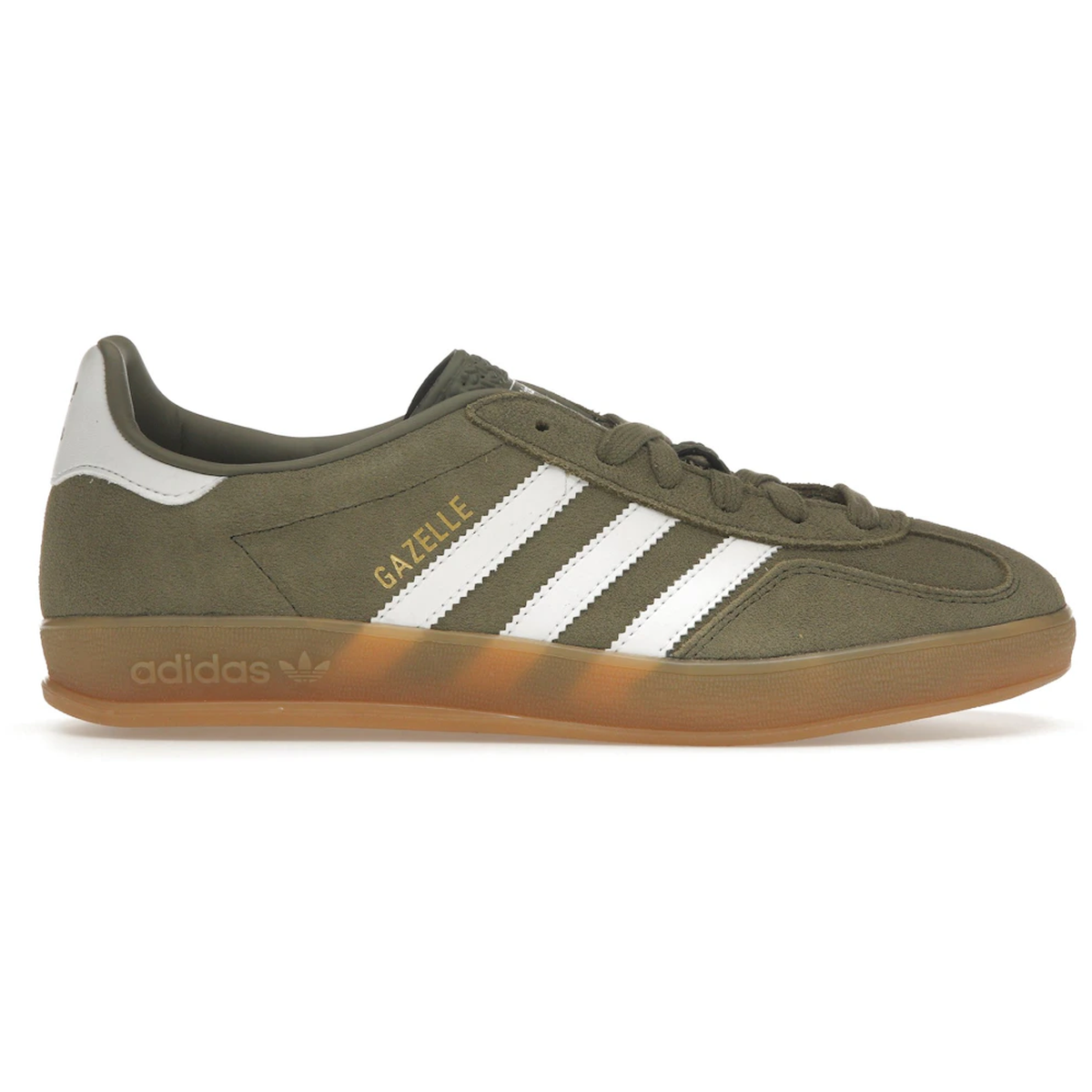 Hvid Adidas Gazelle Indoor Olive Strata Cloud White Gum - Adidas Sneakers