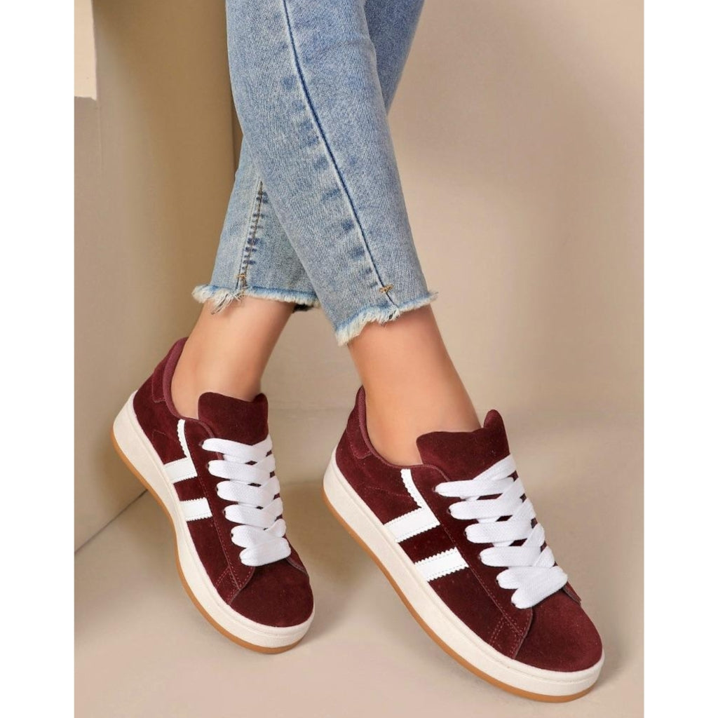 Rosa Lie Dame Sneakers 1101 Wine - Shoes Sneakers  - 5715406807522