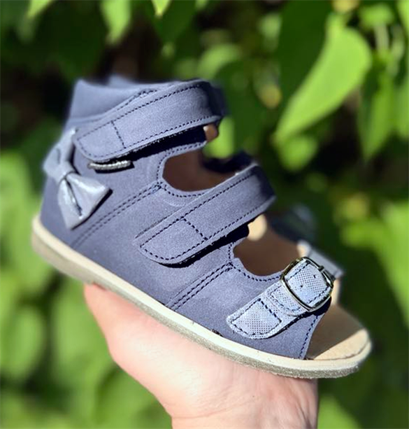 Aurelka Sandal Navy Sølv Sløjfe Spænderem Sandal Med Ekstra Støtte - Aurelka Sandaler