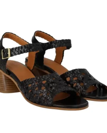 Sort Angulus Håndflettet Sandal Med Skulpturel Hæl 5845 101 2072 - Angulus Sandaler  - 5714408823974