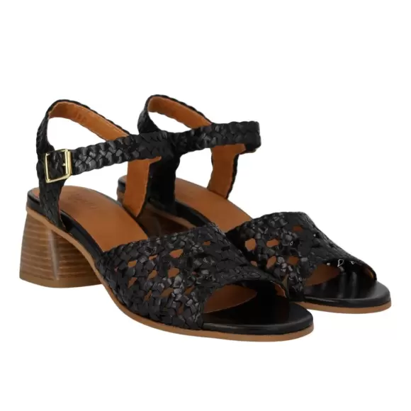Sort Angulus Håndflettet Sandal Med Skulpturel Hæl 5845 101 2072 - Angulus Sandaler - 5714408823974