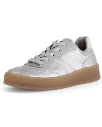 SILBER/WE(S Gabor Sølv Skind Sneaker 435 - Gabor Sneakers  - 4099935315095