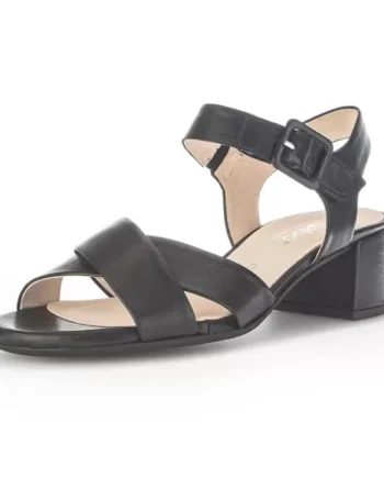 Sort Gabor Skind Sandal Med Kryds Rem 913 - Gabor Sandaler  - 4099935943182