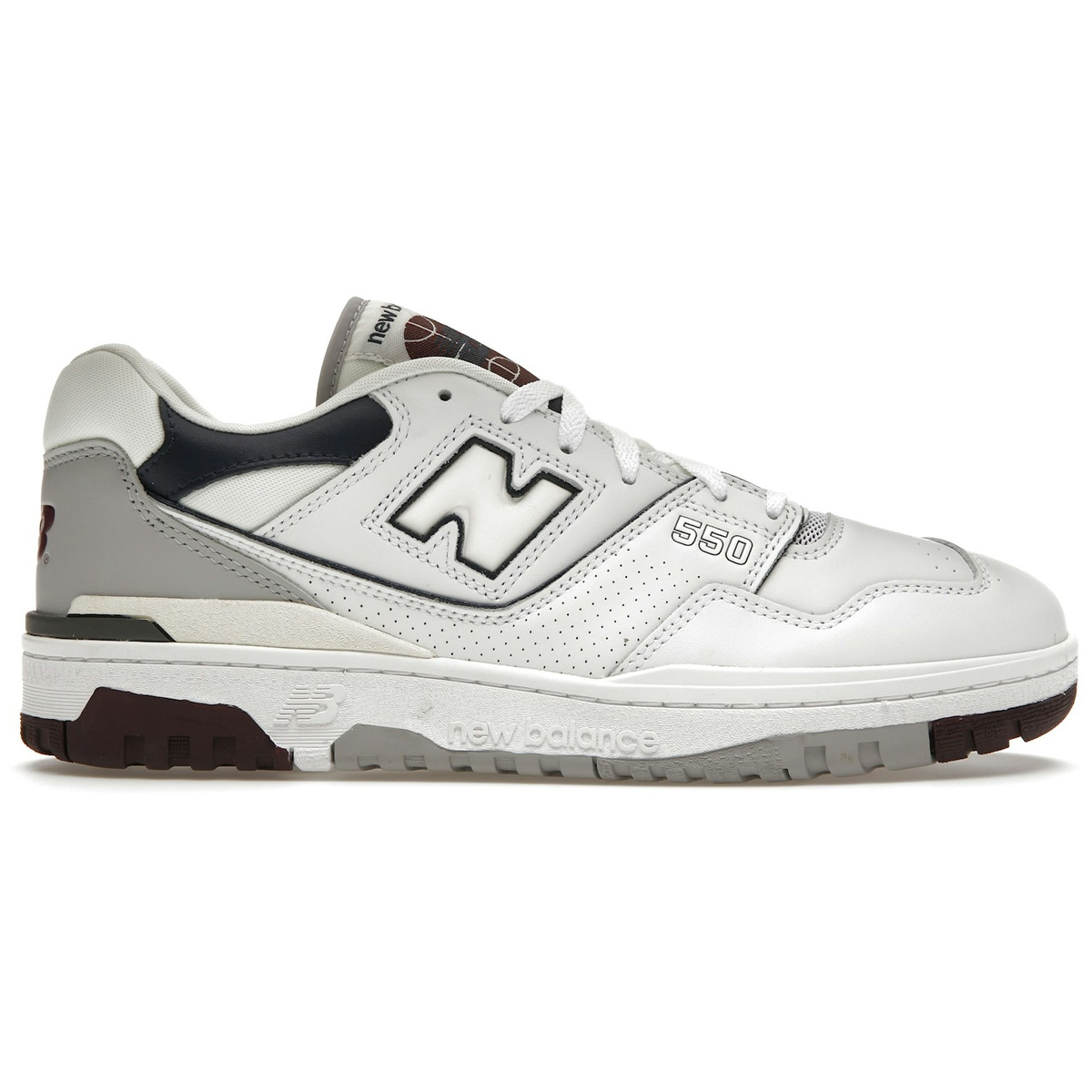 Hvid New Balance 550 White Natural Indigo Burgundy - New Sneakers