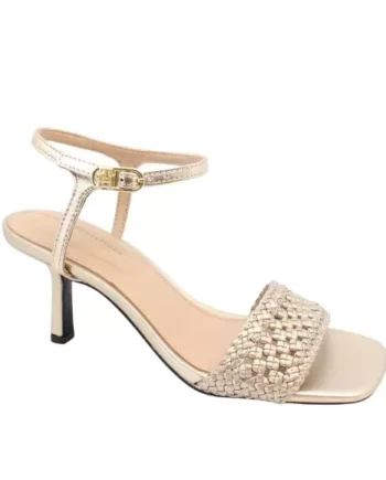 GOLD Tommy Hilfiger Metallic Lthr Kitten Sandal Fw0fw086110hs - Tommy Hilfiger Sandaler  - 8720638816126