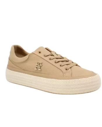 CLASSIC KHAKI Tommy Hilfiger Vulc Sneaker Linnen Fw0fw07673 Rbl - Tommy Hilfiger Sneakers  - 8720646897841