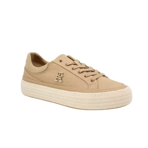CLASSIC KHAKI Tommy Hilfiger Vulc Sneaker Linnen Fw0fw07673 Rbl - Tommy Hilfiger Sneakers - 8720646897841